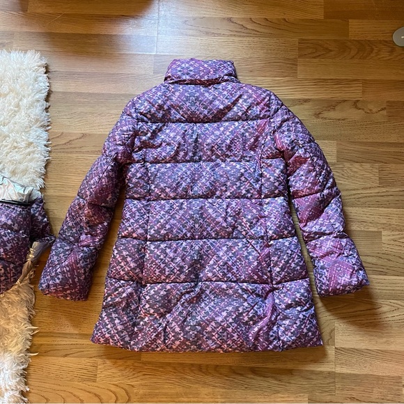 Sam Edelman winter print puffer jacket with removable scarf hood - Picture 3 of 7